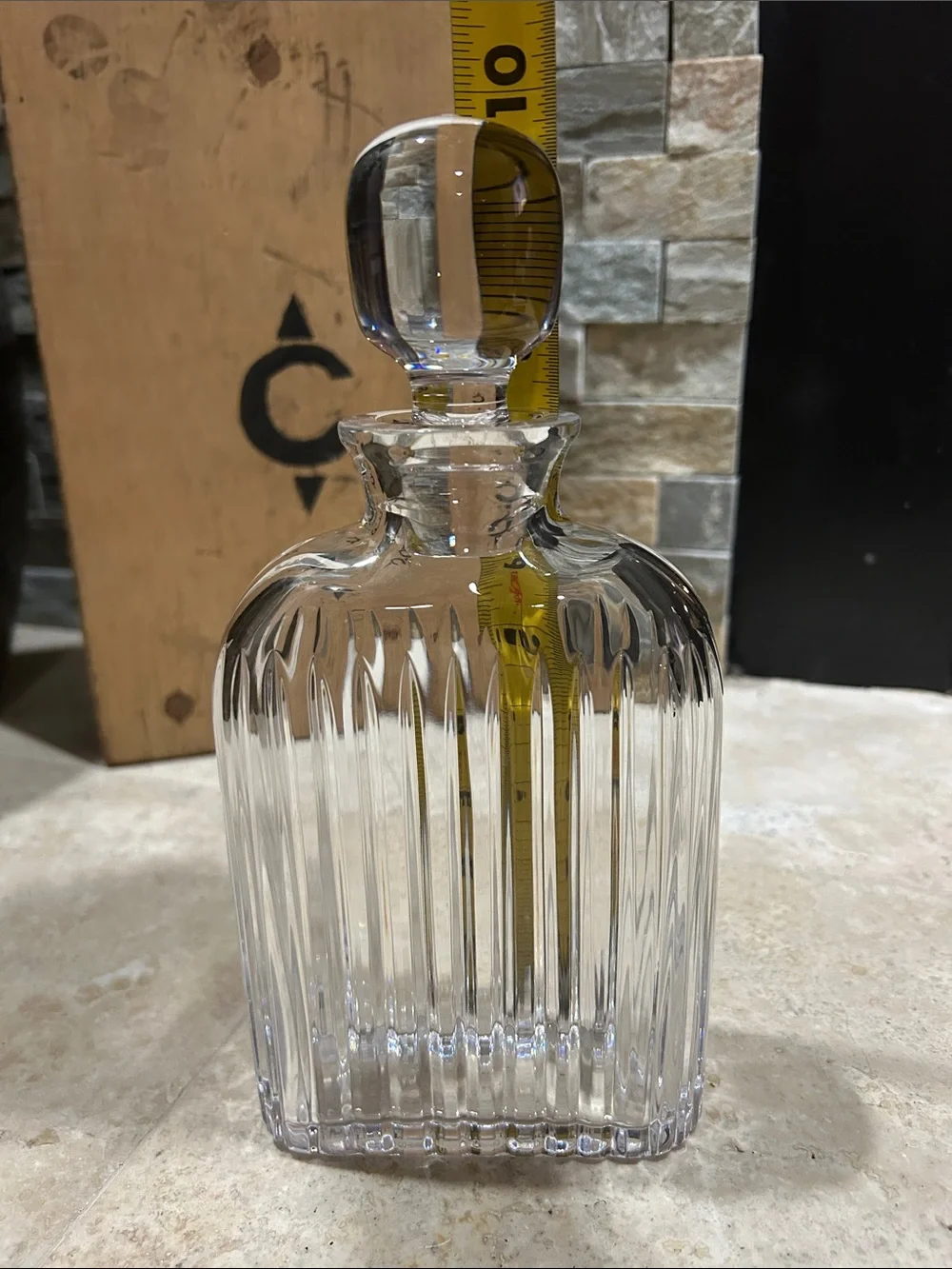 vintage Atlantis crystal ribbed decanter with Stopper